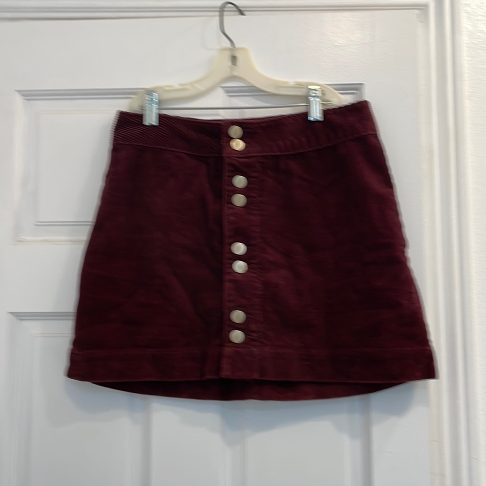 Abercrombie & Fitch Burgundy Corduroy Mini Skirt.